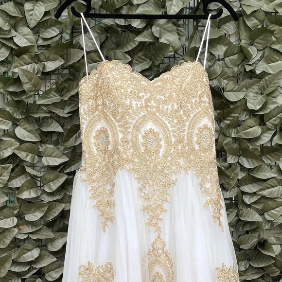 Ivory Gown with Gold and Crystal Design - Juniors - Picture 2 of 7